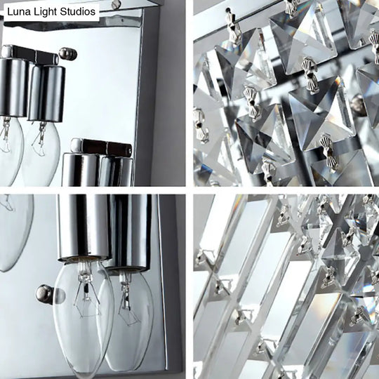Modern Chrome Crystal Prism Sconce Lighting - Wall Mounted Lamp For Corridors