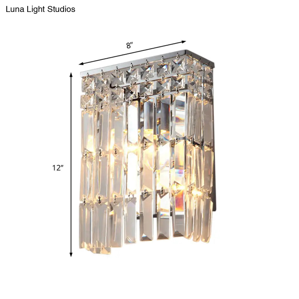 Modern Chrome Crystal Prism Sconce Lighting - Wall Mounted Lamp For Corridors