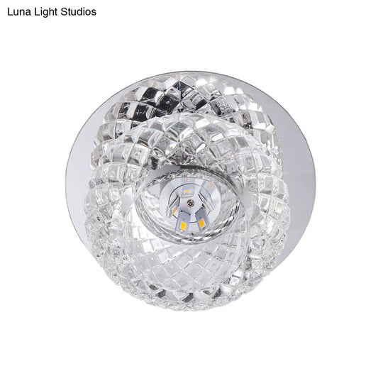 Modern Chrome Led Crystal Flushmount Light Fixture For Corridors