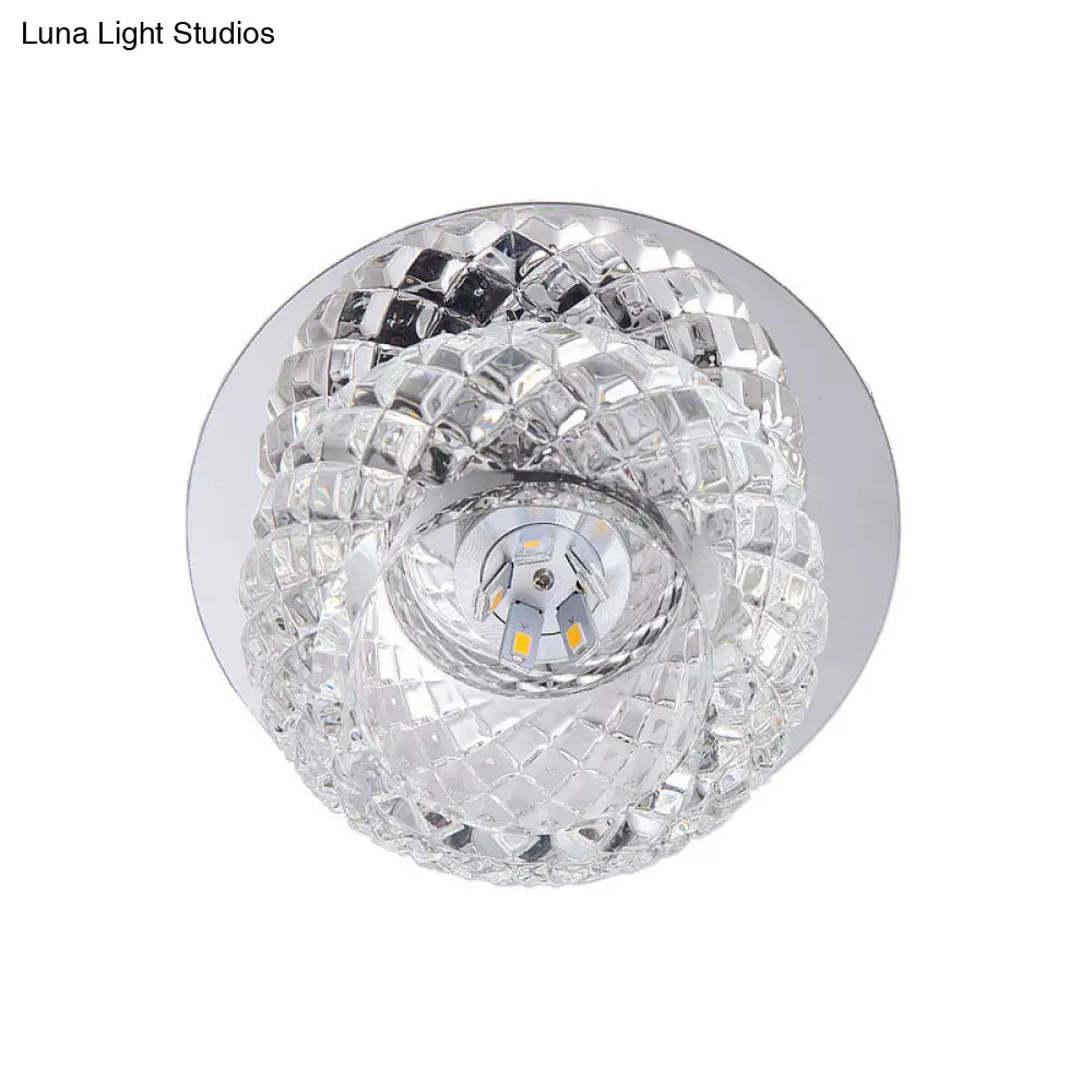 Modern Chrome Led Crystal Flushmount Light Fixture For Corridors