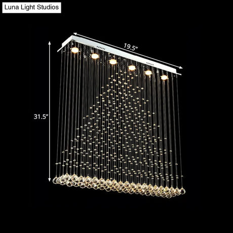 Modern Chrome Pyramid Crystal Draping Flushmount Ceiling Flush Light - 6 Bulbs