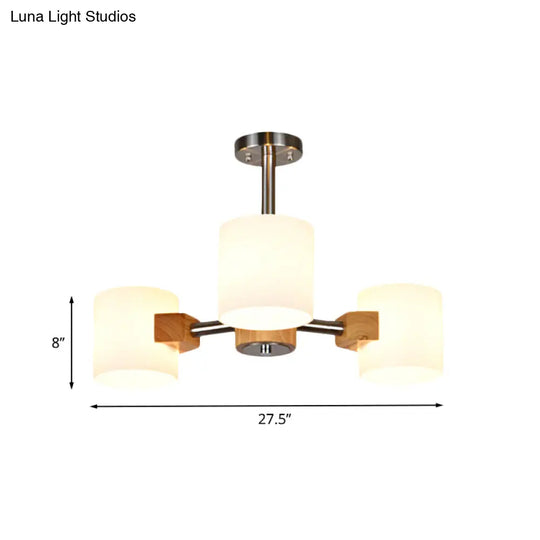 Modern Chrome Semi Flush Ceiling Lamp With White Glass - 2/3 Lights Living Room Lighting