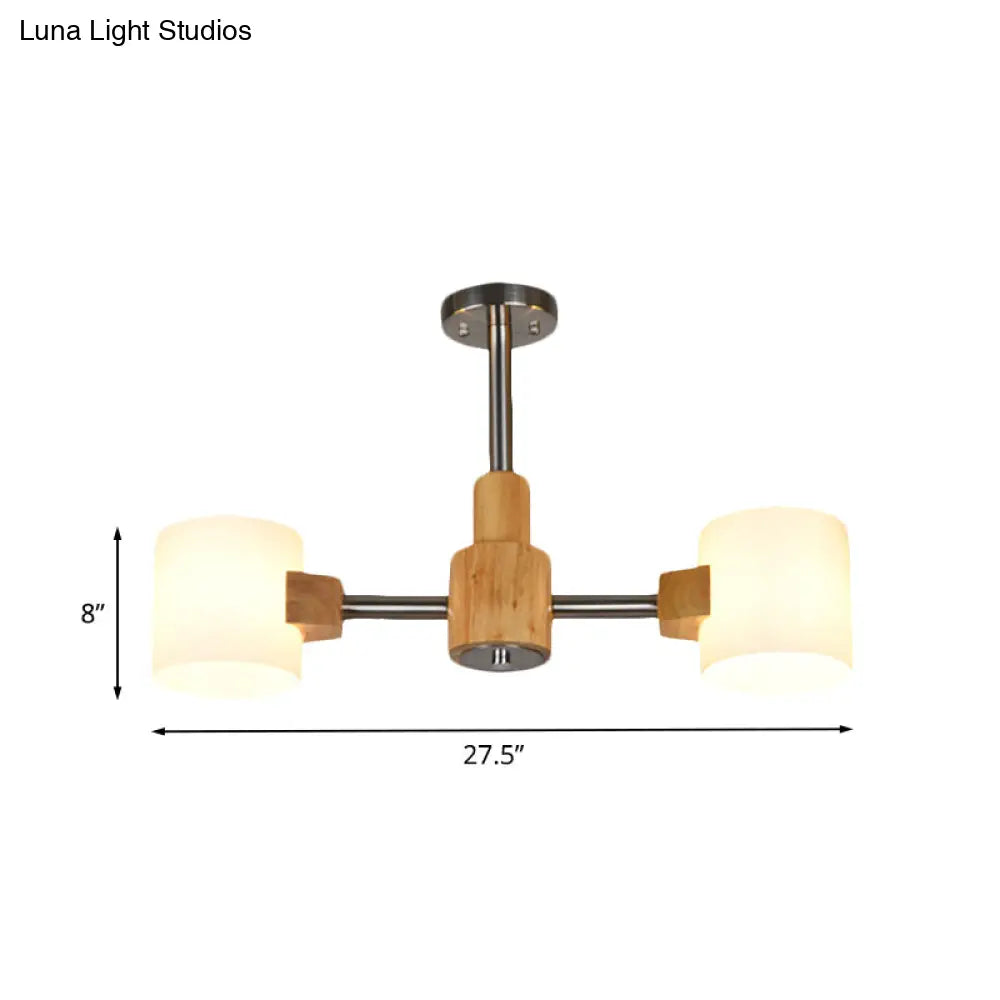 Modern Chrome Semi Flush Ceiling Lamp With White Glass - 2/3 Lights Living Room Lighting