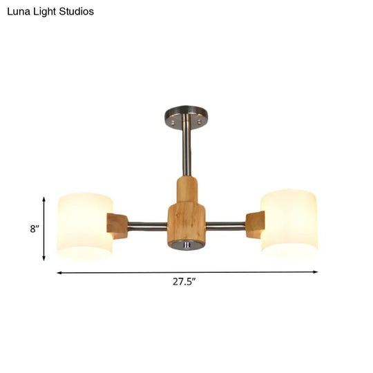 Modern Chrome Semi Flush Ceiling Lamp With White Glass - 2/3 Lights Living Room Lighting