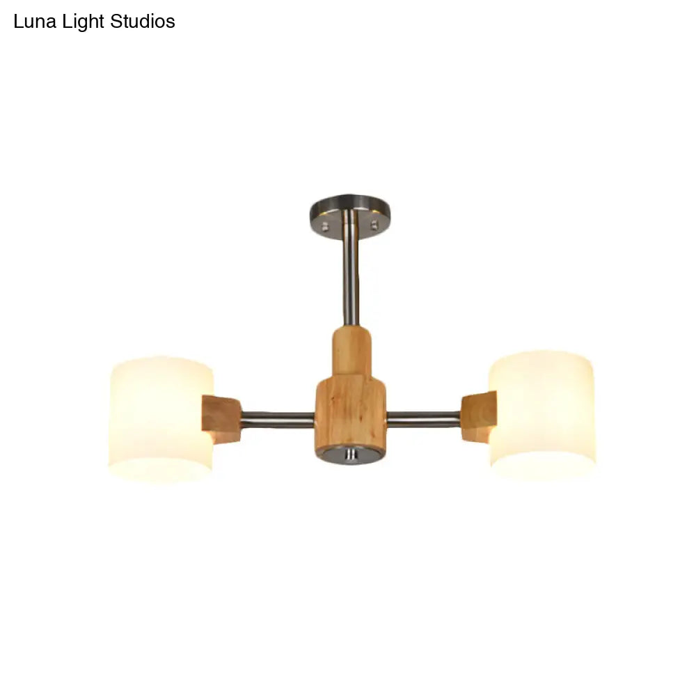 Modern Chrome Semi Flush Ceiling Lamp With White Glass - 2/3 Lights Living Room Lighting