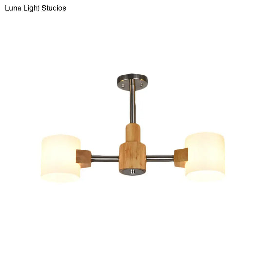 Modern Chrome Semi Flush Ceiling Lamp With White Glass - 2/3 Lights Living Room Lighting