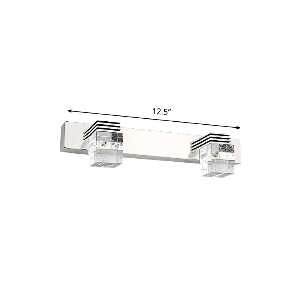 Modern Chrome Vanity Light Fixture With Clear Crystal Accents - 2/3 Bulbs Warm/White