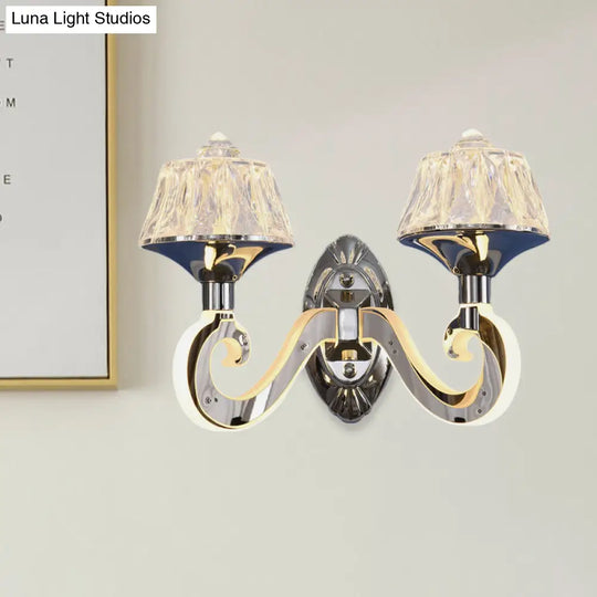Modern Chrome Wall Lamp With Clear Crystal Accent And Luminous Arm