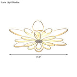 Modern Chrysanths Ceiling Led Light Fixture For Living Room In Warm Or White Sizes 23.5’ - 41