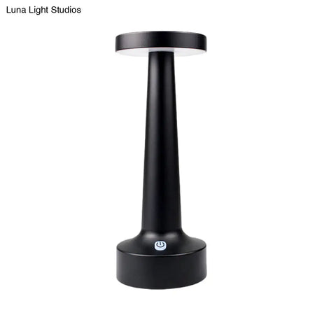 Modern Circle Dining Table Lamp - Waterproof Led Desk Light Metallic Finish In Black/Silver/Gold