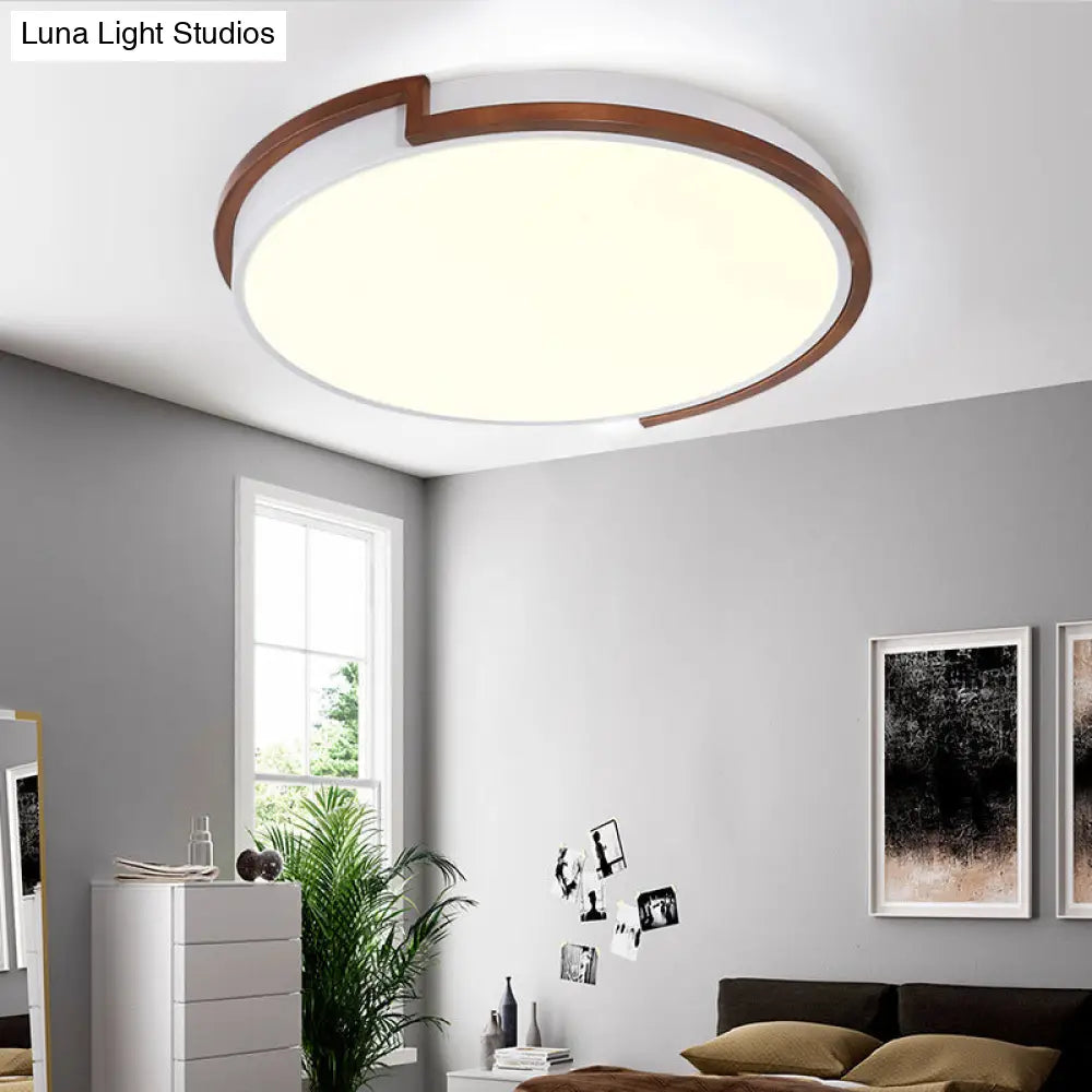Modern Circle Flush Mount Macaron Metal Led Lamp White/Green With Acrylic Diffuser For Living Room