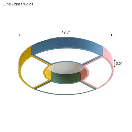 Modern Circular Acrylic Flushmount Ceiling Light With Creative Pink - Yellow Led