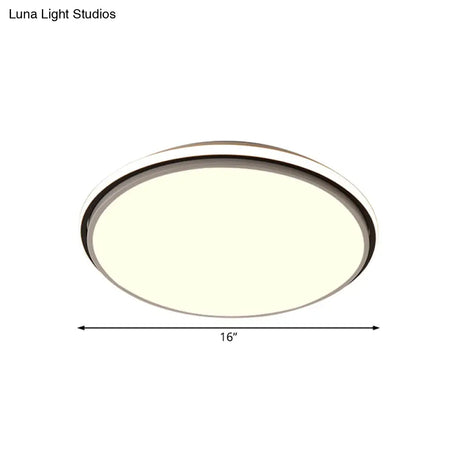 Modern Circular Flush Mount Led Fixture White/Warm Light Acrylic Design - 12’/16’/19.5’ Wide