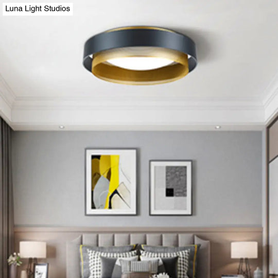 Modern Circular Led Ceiling Light With Domed Diffuser And Mesh Screen