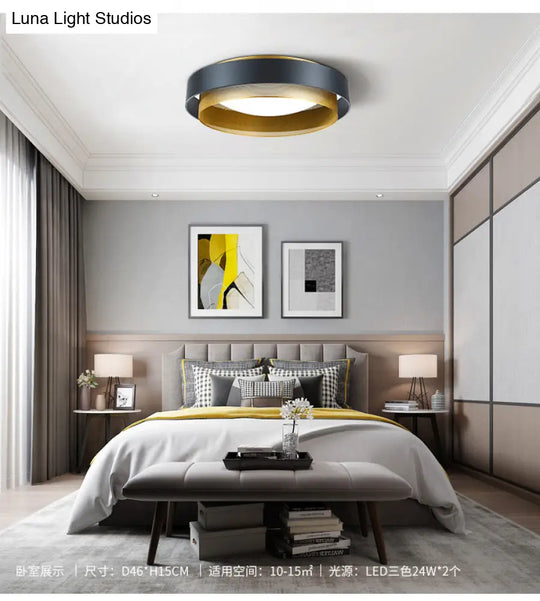 Modern Circular Led Ceiling Light With Domed Diffuser And Mesh Screen