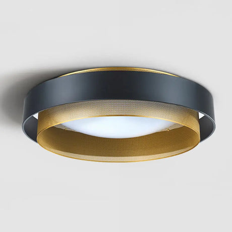 Modern Circular Led Ceiling Light With Domed Diffuser And Mesh Screen Black / 15