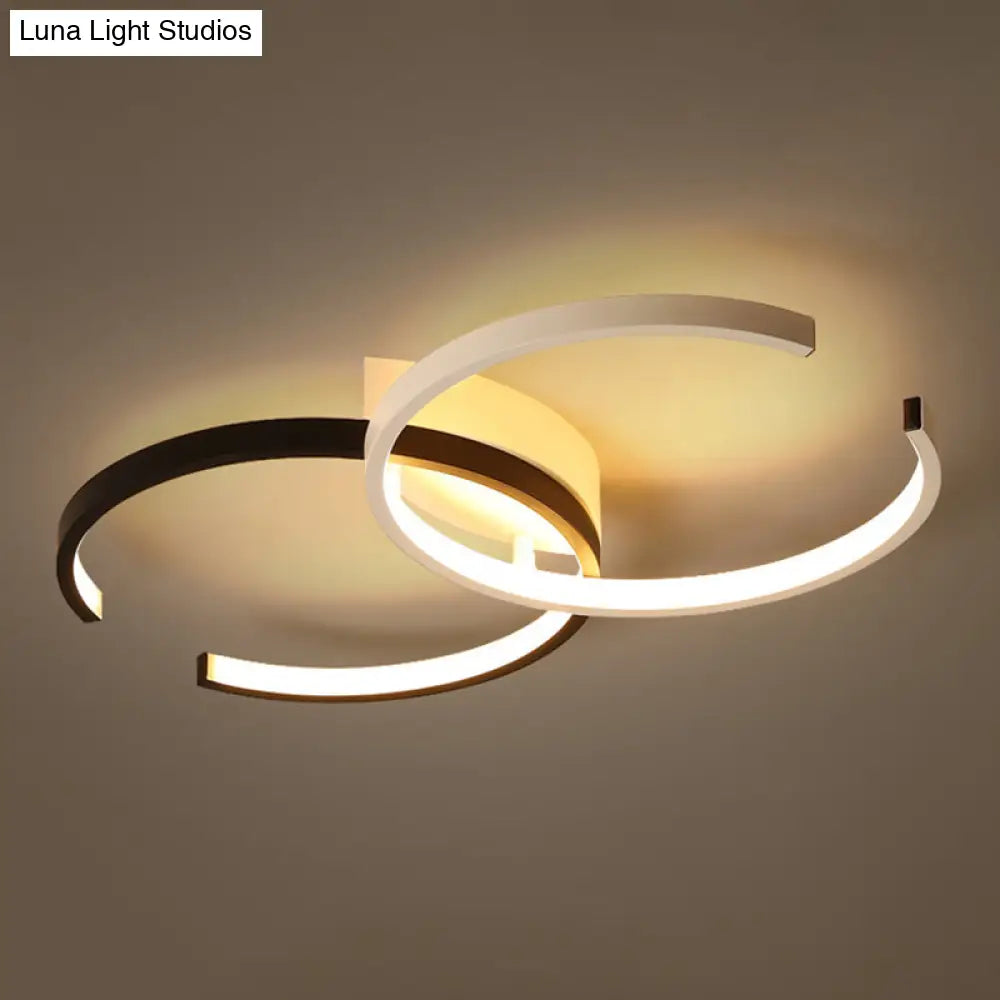 Modern Circular Led Flush Mount Acrylic Ceiling Light In Black & White For Bedrooms Black - White /