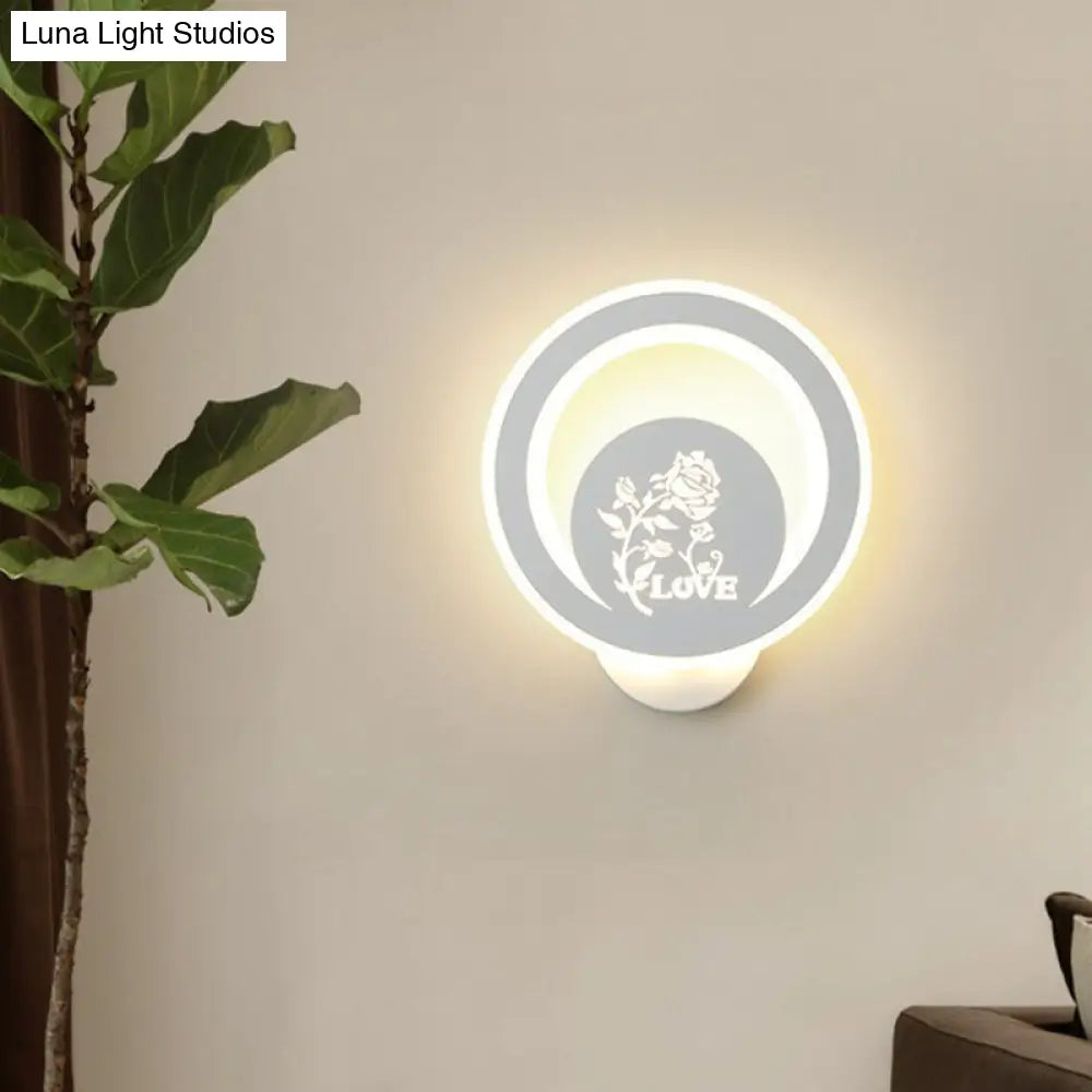 Modern Circular Sconce Lighting: Acrylic Led Wall Light Fixture In White For Living Room