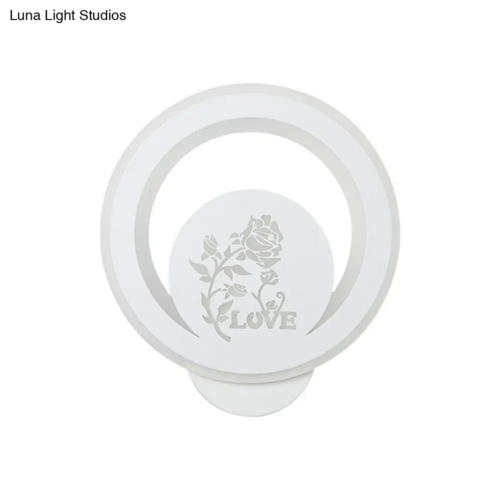Modern Circular Sconce Lighting: Acrylic Led Wall Light Fixture In White For Living Room