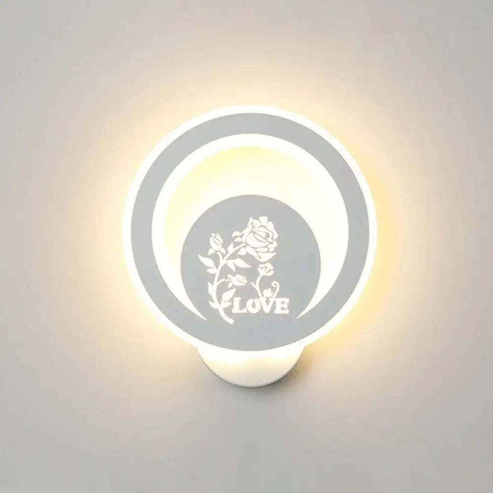 Modern Circular Sconce Lighting: Acrylic Led Wall Light Fixture In White For Living Room / G