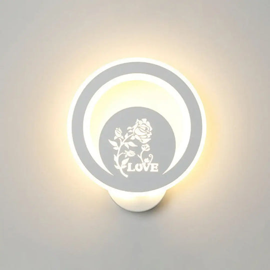 Modern Circular Sconce Lighting: Acrylic Led Wall Light Fixture In White For Living Room / G