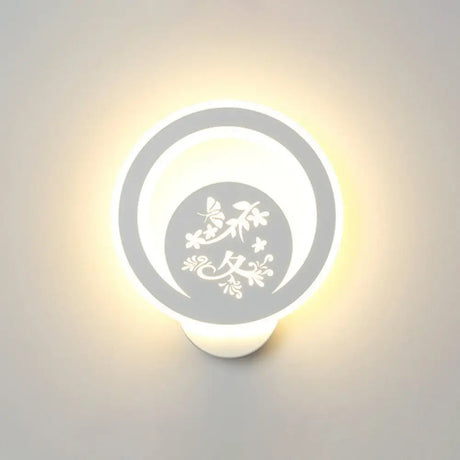 Modern Circular Sconce Lighting: Acrylic Led Wall Light Fixture In White For Living Room / J
