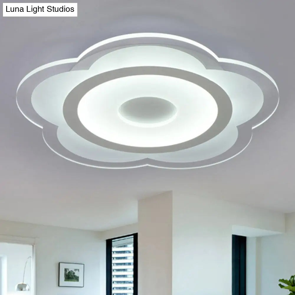 Modern Clear Acrylic Floral Led Flushmount Ceiling Light For Living Rooms / 16.5 White