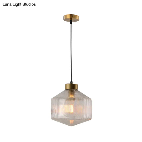 Modern Clear/Amber/Smoke Grey Glass Drum Pendant Light - 1-Light Ceiling Suspension Lamp