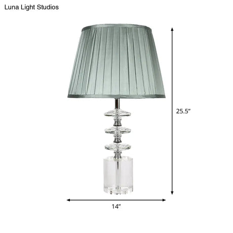 Modern Clear Crystal 1-Head Night Table Lamp With Empire Shade - Grey