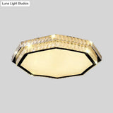 Modern Clear Crystal Flower/Octagon Led Flushmount Ceiling Lamp Minimalistic Stainless-Steel Design