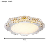 Modern Clear Crystal Flower/Octagon Led Flushmount Ceiling Lamp Minimalistic Stainless-Steel Design