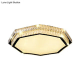 Modern Clear Crystal Flower/Octagon Led Flushmount Ceiling Lamp Minimalistic Stainless-Steel Design