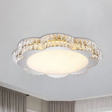 Modern Clear Crystal Flower/Octagon Led Flushmount Ceiling Lamp Minimalistic Stainless-Steel Design