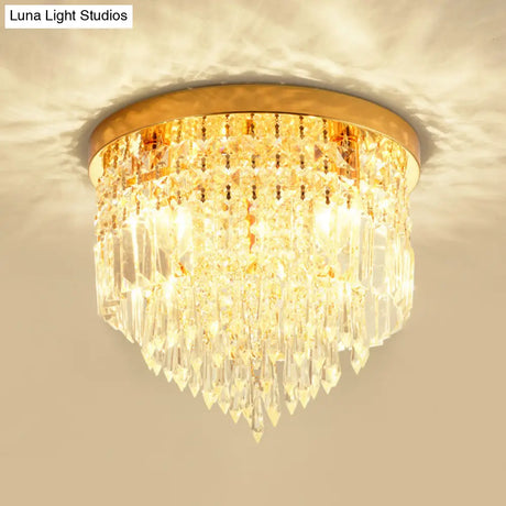 Modern Clear Crystal Flush Mount Ceiling Light With Dome/Cone/Tapered Shape - Ideal For Corridors