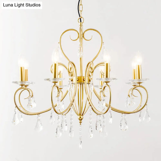 Modern Clear Crystal Suspension Pendant With 8/10 Lights - Gold Chandelier Lighting