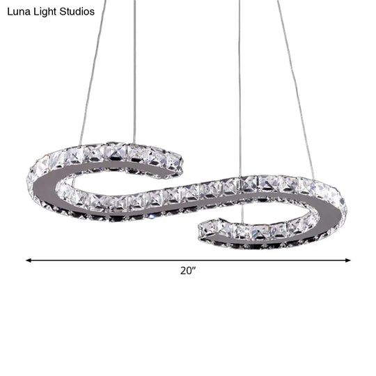 Modern Clear Crystal Led Chandelier For Dining Room - Geometry Frame Pendant Light
