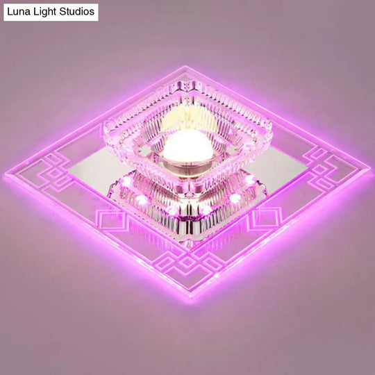 Modern Clear Crystal Led Flush Mount Ceiling Light For Entryway