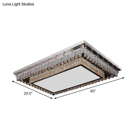 Modern Clear Crystal Led Flush Mount Ceiling Light For Living Room