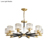 Modern Clear Crystal Pendant Chandelier - 8/10 Bulbs Radial Design