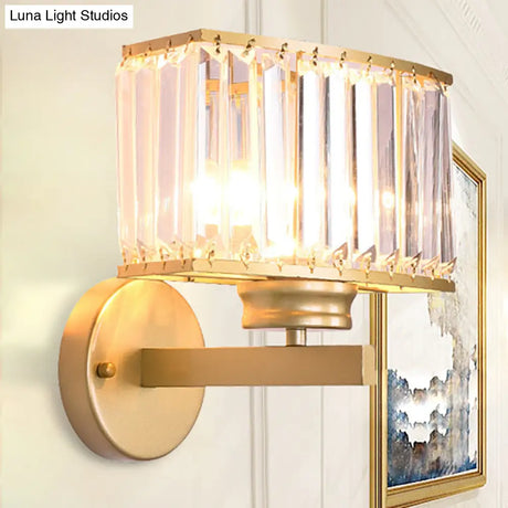 Modern Clear Crystal Wall Lamp With Gold Finish - Perfect For Hallway Lighting