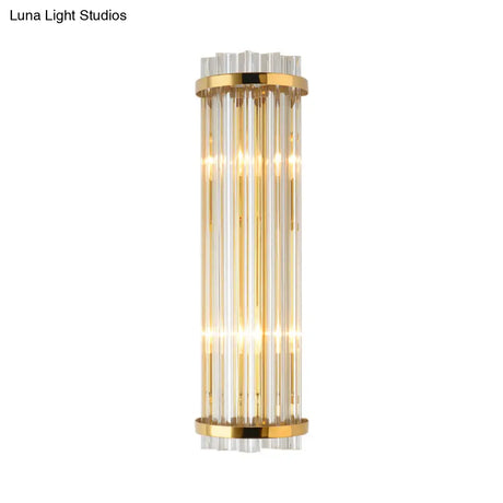 Modern Clear Crystal Wall Sconce Lamp - 2 Lights Gold Finish 14/21.5 Width