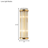 Modern Clear Crystal Wall Sconce Lamp - 2 Lights Gold Finish 14/21.5 Width