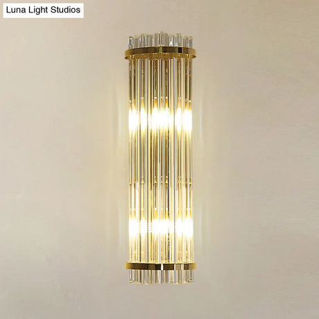 Modern Clear Crystal Wall Sconce Lamp - 2 Lights Gold Finish 14/21.5 Width