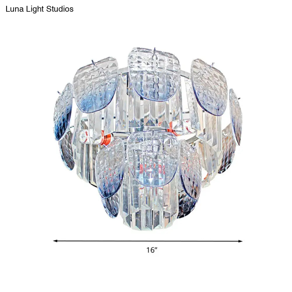 Faceted Crystal Hanging Light Kit - Modern 5/10 Blue Pendant Chandelier