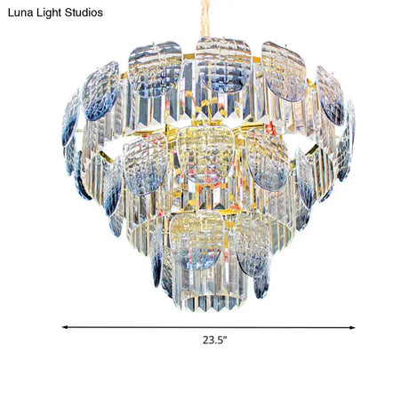Modern Clear Faceted Crystal Tiered Hanging Light Kit With Blue Pendant Chandelier (5/10 Lights)