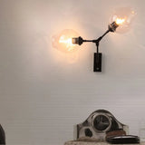 Modern Clear Glass 2-Light Bubble Shade Bedroom Wall Sconce Lamp In Black