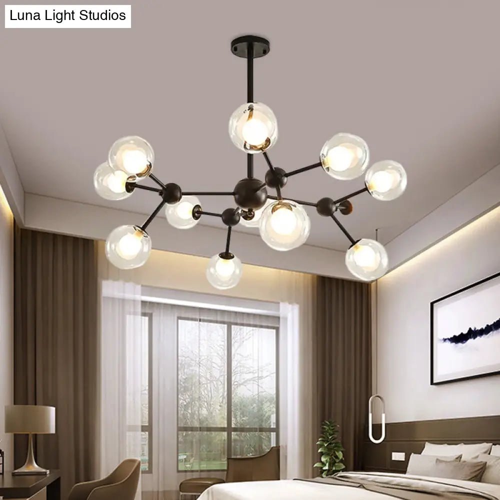 Modern Clear Glass Bubble Chandelier With Starburst Design - 9/12/15 Lights Hanging Light Fixture
