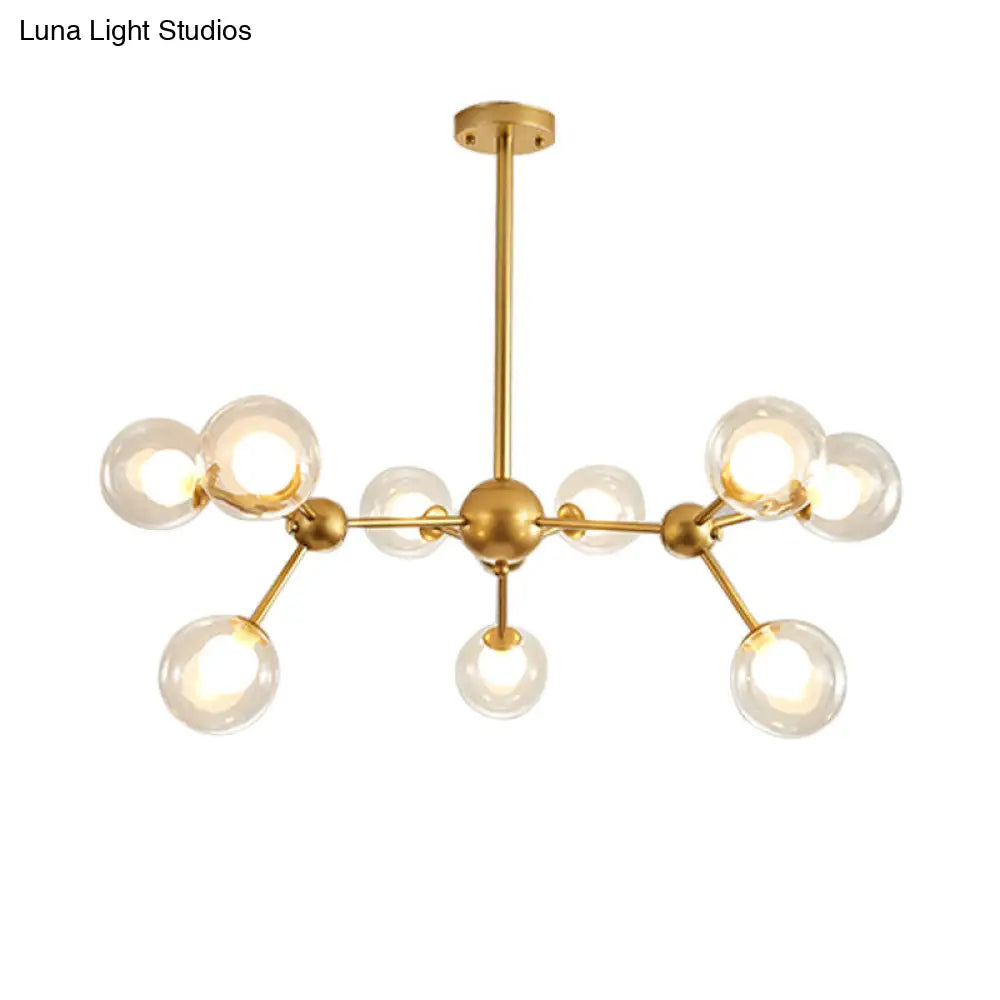 Modern Clear Glass Bubble Chandelier With Starburst Design - 9/12/15 Lights Hanging Light Fixture