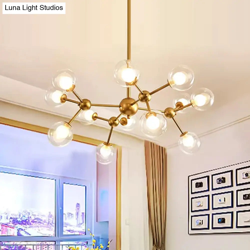 Modern Clear Glass Bubble Chandelier With Starburst Design - 9/12/15 Lights Hanging Light Fixture