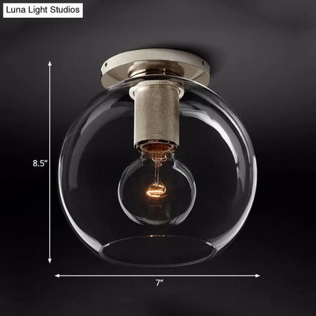 Modern Clear Glass Flush Mount Ceiling Light Fixture For Living Room In 3 Finishes